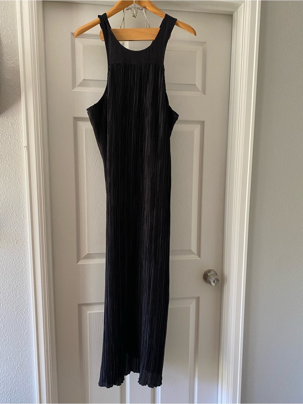 Anthropologie Halter plisse maxi dress size L